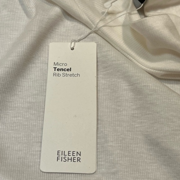 NWT Eileen Fisher Micro Tencel Rib Stretch White Long Sleeve Mock Turtleneck Top - Picture 8 of 13